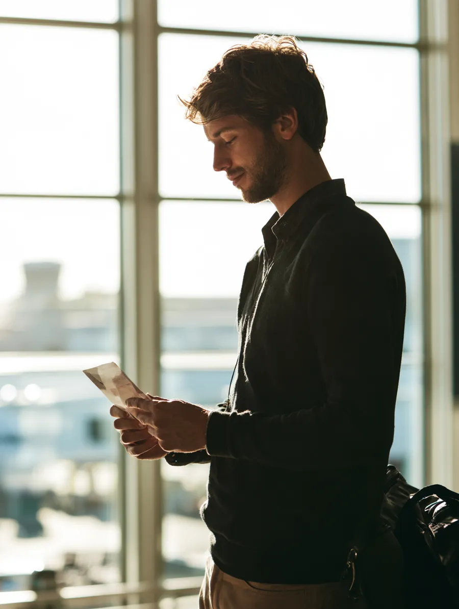 Traveler holding a boarding pass after funding a trip with a vacation loan