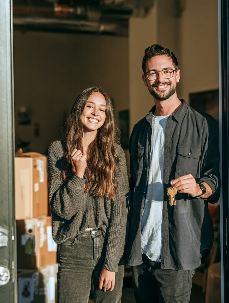 Couple with new apartment keys after funding their move on schedule